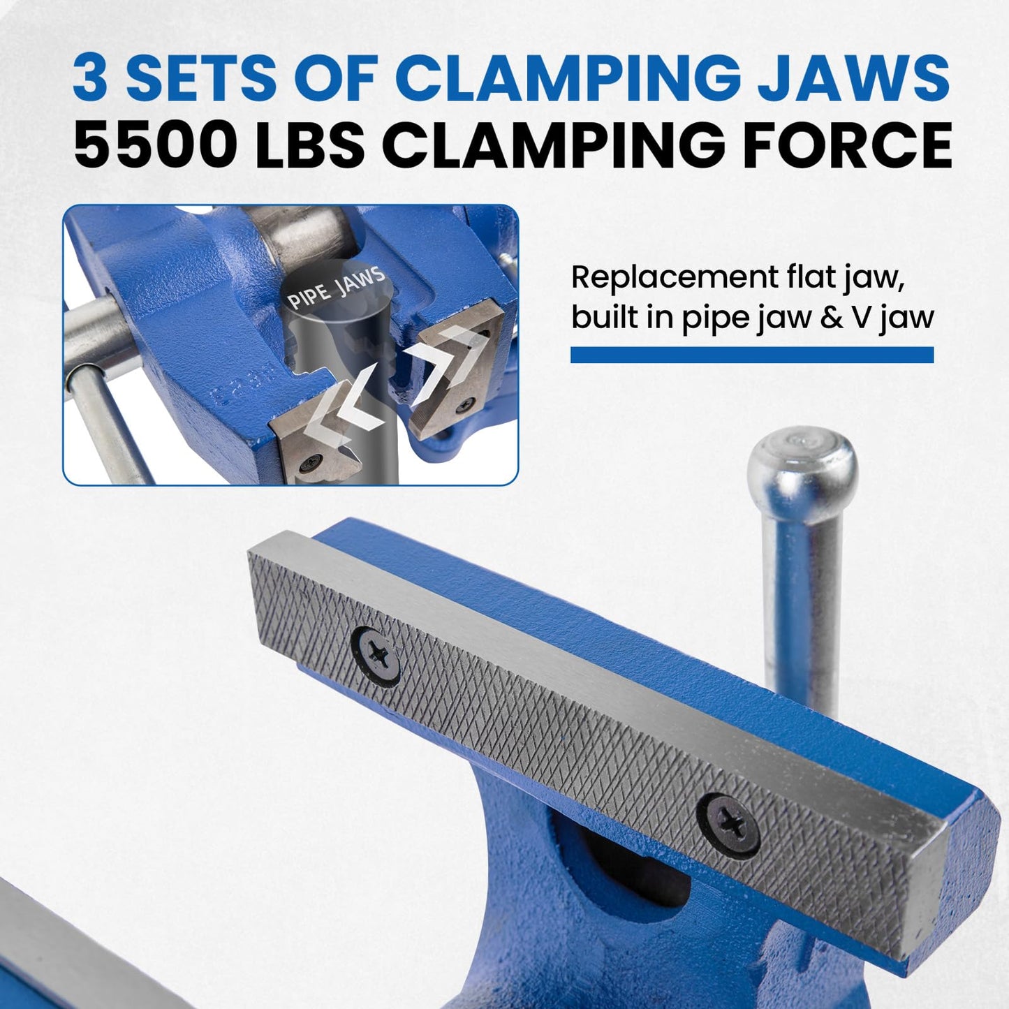 Forward DT08125A 5-Inch Heavy Duty Bench Vise with 1 Pair Steel Jaw Plates