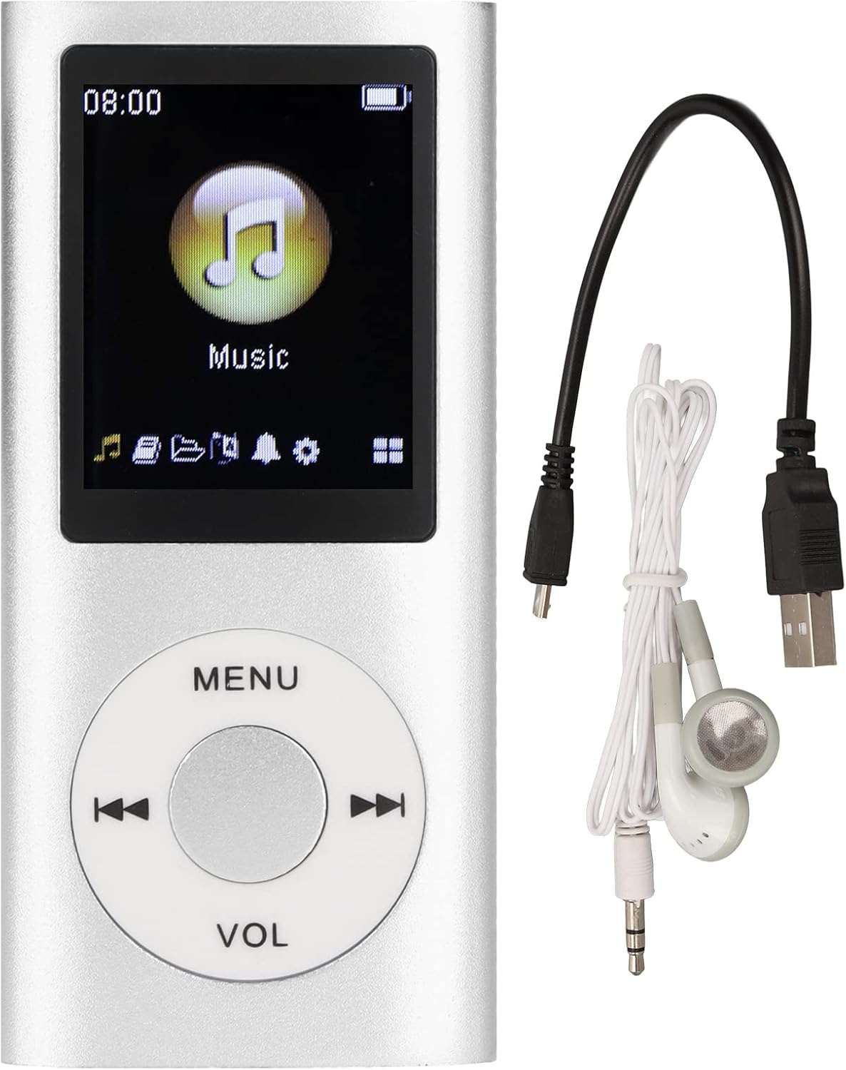 Estink MP3, MP3 1.8inch MP3 Mini Portable Stylish Multifunctional Lossless Sound Slim Music Player, Large LCD Screen