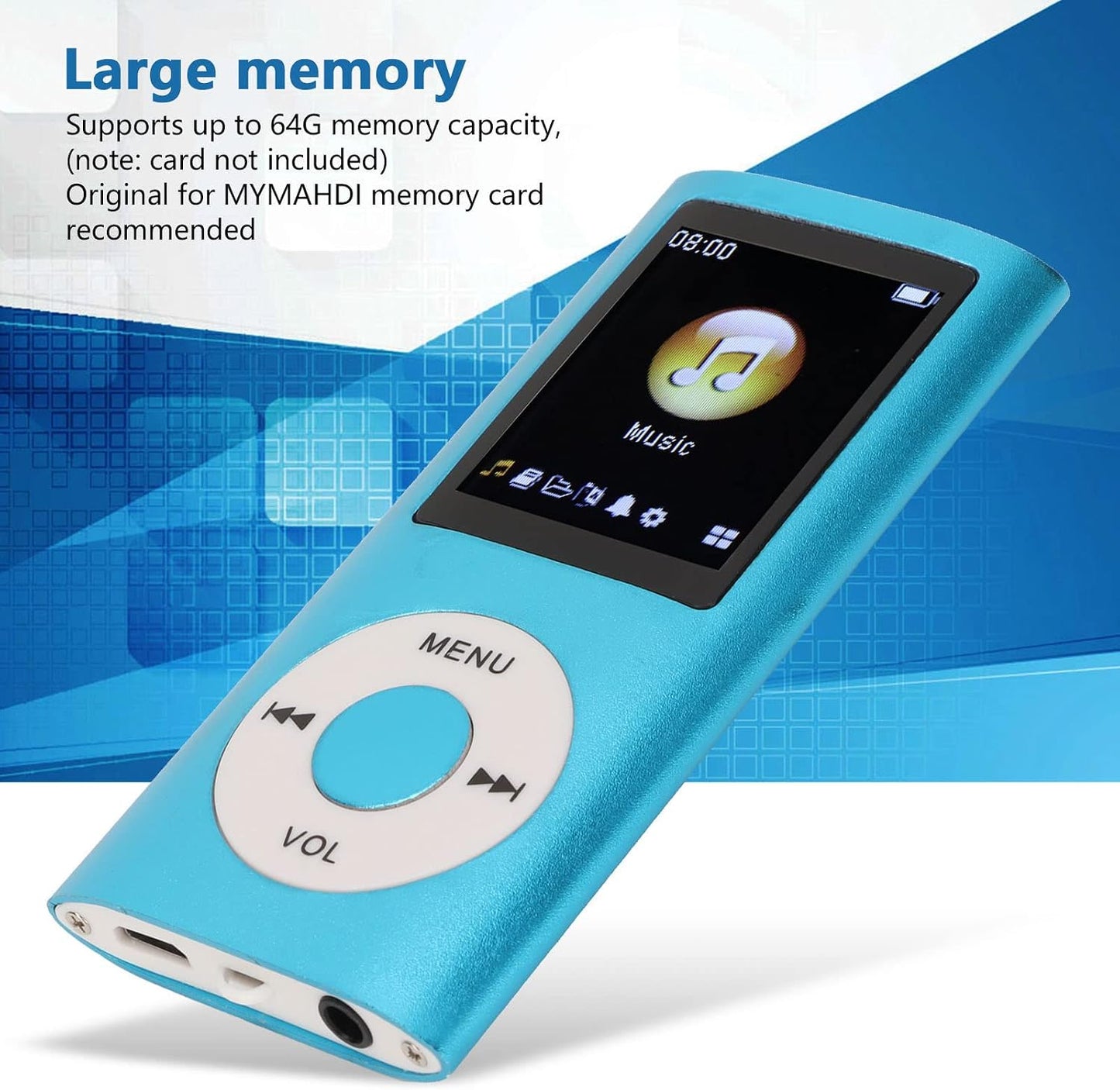 ciciglow MP3 1.8 Inch 200mAh 8 MP3 64GB(Not Player,Portable Music Player with LCD Screen Battery Hour Playback,for WMA