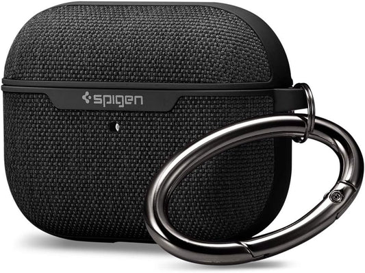 Spigen (2019) Urban Fit Designed for AirPods Pro Case Premium Fabric Cover with Carabiner - Black