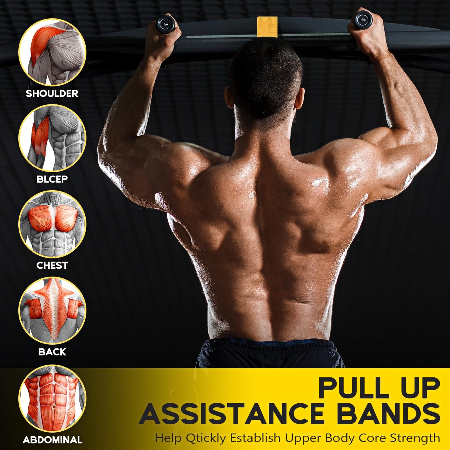 HOXWC Pull Up Assistance Bands, Adjustable Heavy Duty Resistance Band for Pull Up, 3 Pull Up Bands, Comfortable Fabric Feet/Knee Rest, Assistance Bands for Pull-Up, Home Fitness, Body Stretching
