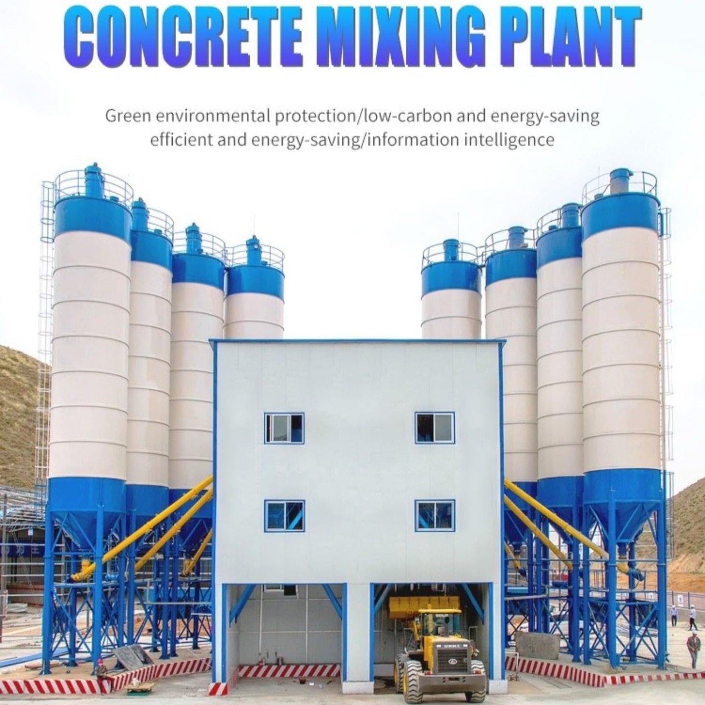 High-Output Concrete Batching Plant equipped with spiral twin-shaft mixer, efficient aggregate delivery and dust-control system, ideal for urban development, highway builds and ready-mix services