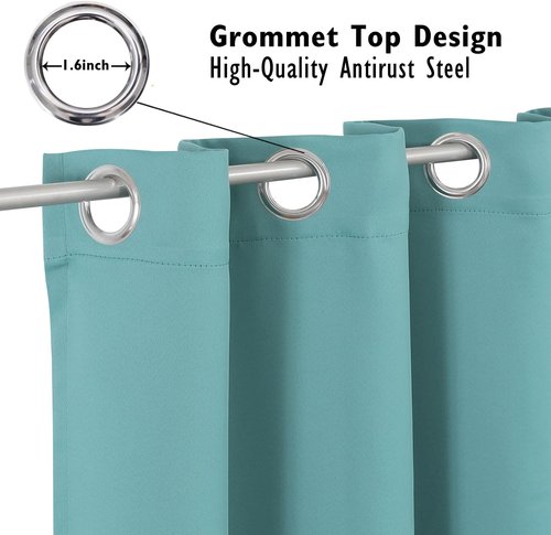 ChrisDowa Small Window Curtains - Thermal Insulated Grommet Room Darkening Panels, Aqua | 29 x 40 Inch