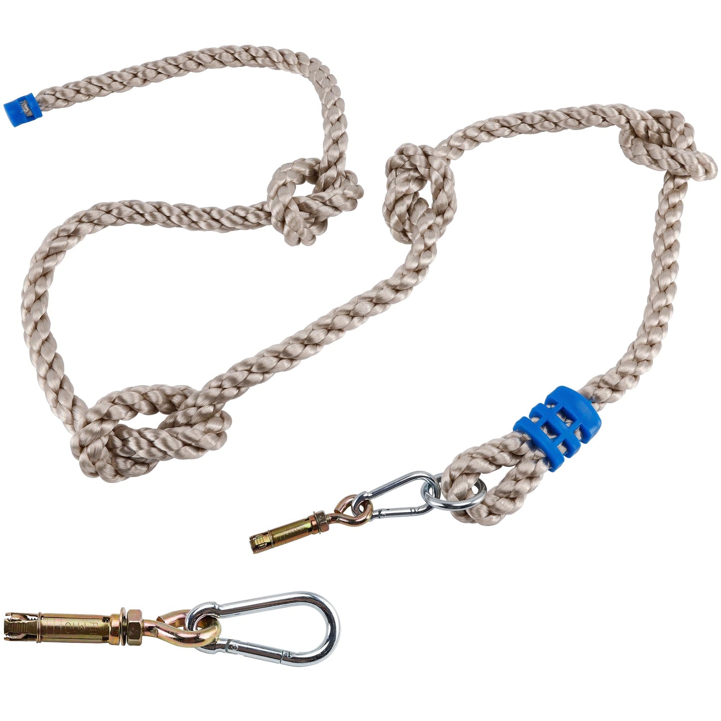 MONT PLEASANT Climbing Rope for Kids, 8.2 FT Long with 4 Knotted Steps, Playground Accessories, Rope Swing for Obstacle Course, Treehouse Swingset Accessories Training for Kids Outdoor（Grey）