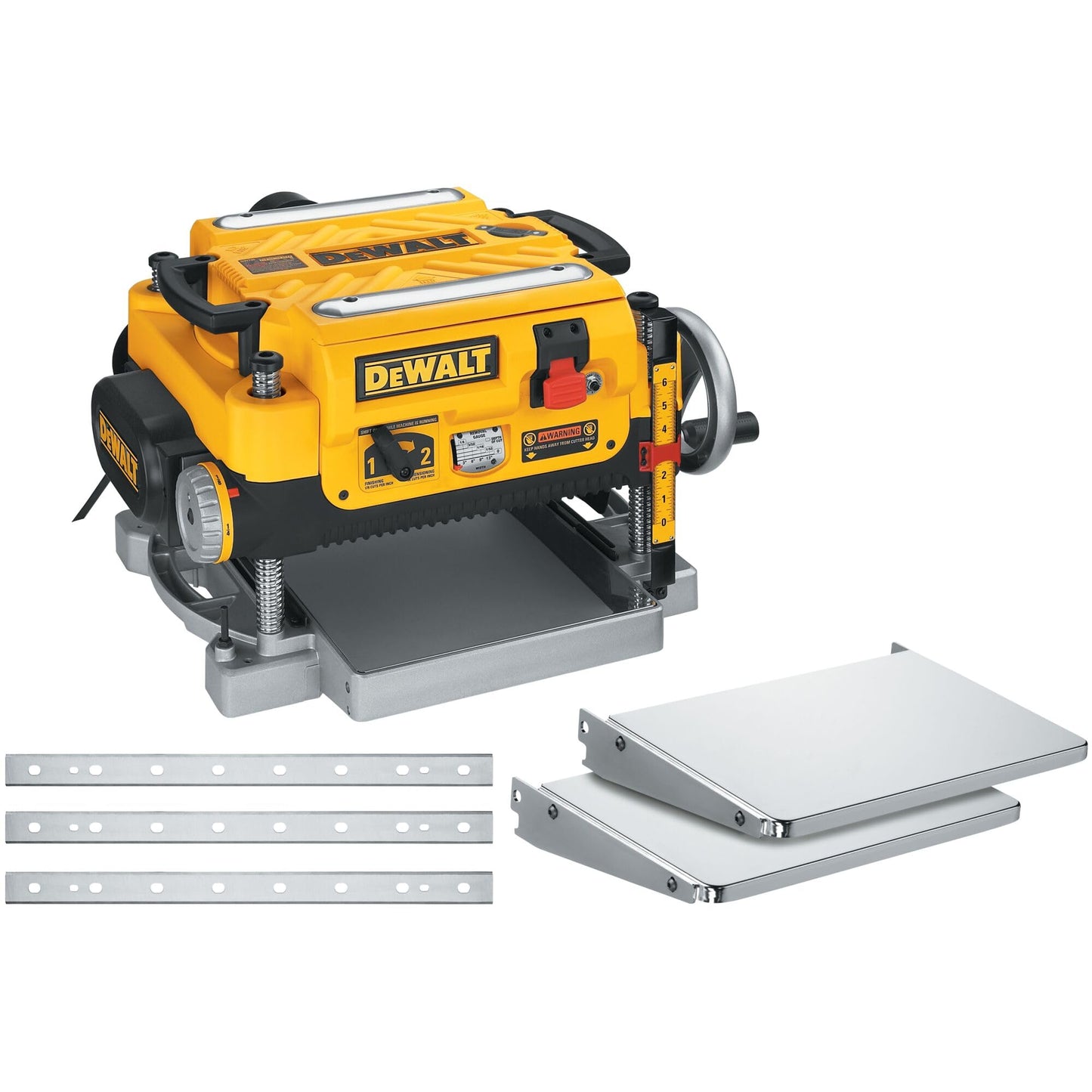 DEWALT Thickness Planer, 13-inch Wood Planer, Three Knife Two Speed, 15 Amp, 20,000 RPM Motor (DW735X)