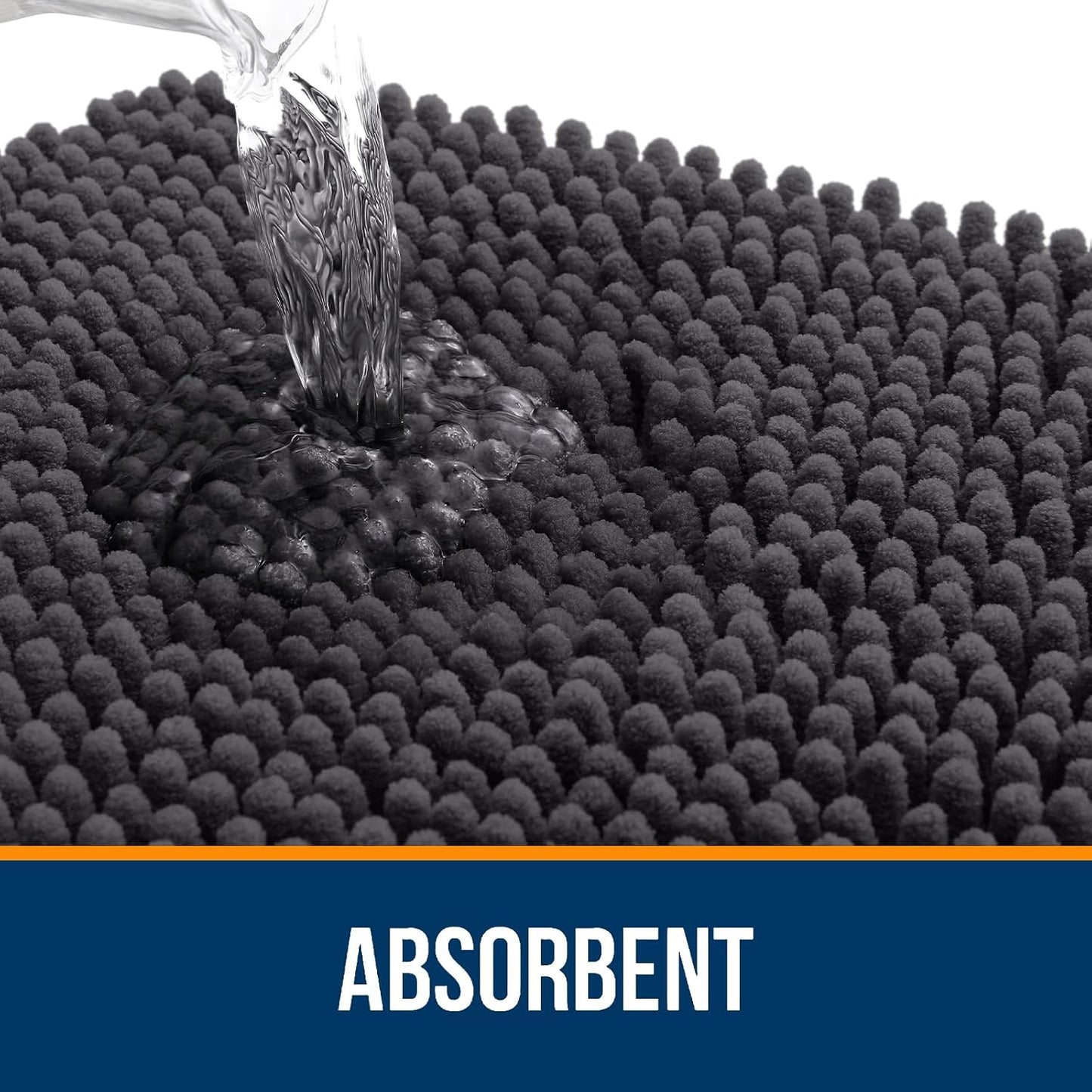 OLANLY Large Bathroom Rugs - Extra Soft Chenille Bath Mats | Quick Dry & Machine Washable - Dark Grey 50x30