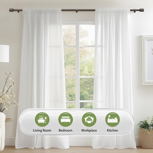 Antique Bronze Curtain Rods by [Brand Name] - Adjustable 30-90 Inch for 30-84 Inch Windows | 2 Pack with Brackets