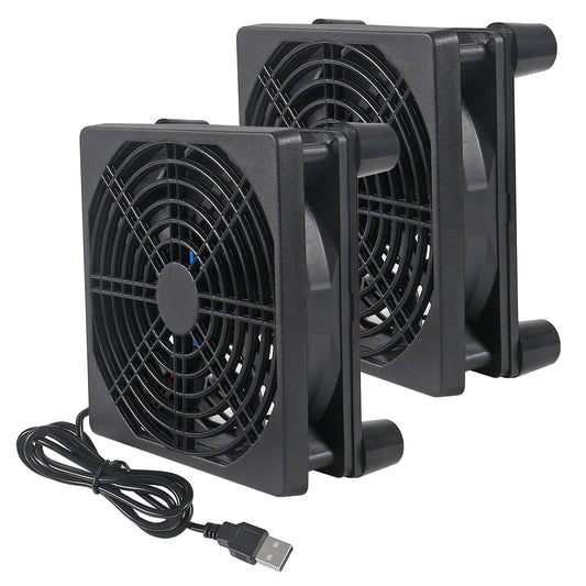 Meimom 2PACK 120mm 120mm 25mm 5V Quiet Fan, Cooling Case Fan for Receiver DVR Xbox TV Box Router x USB Power
