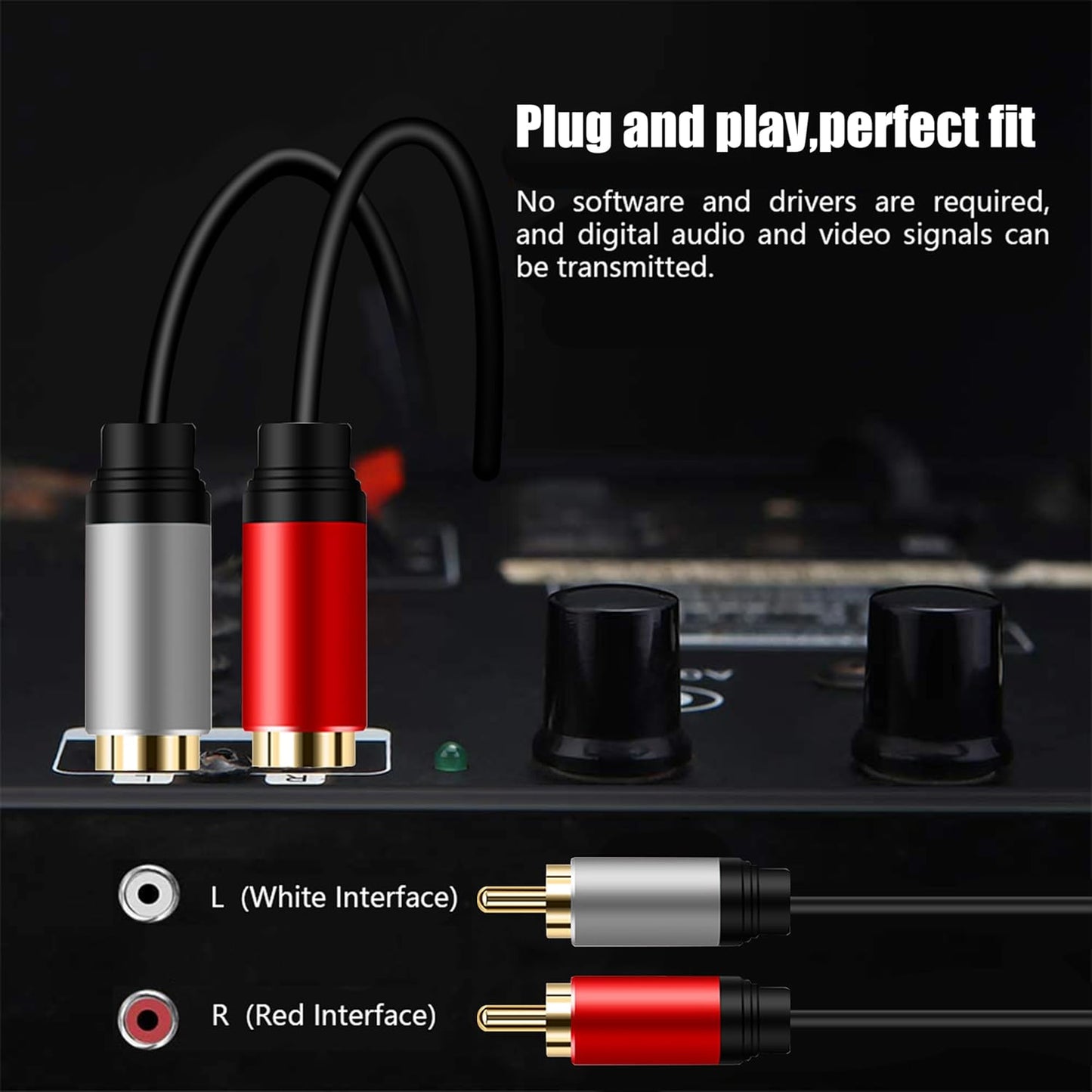 2RCA 2RCA 40Ft, 2 2 (40Ft/12M) Tan QY to Cable Gold-Plated RCA Male to RCA Male Stereo Audio Cable for Home Theater