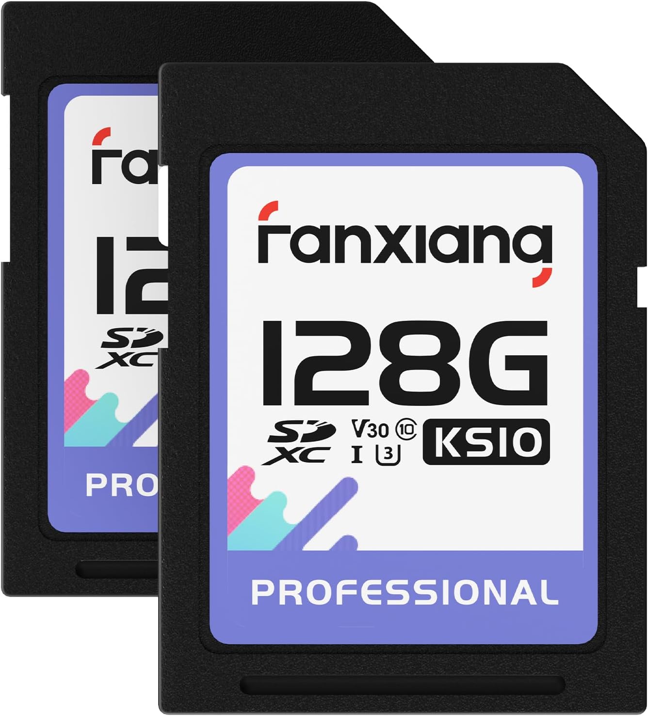 fanxiang 128GB C10, U3, V30, 4K 100/45 (2-Pack) SDXC Memory Card SD Card, UHS-I, Full-HD & Video, Up to MB/s