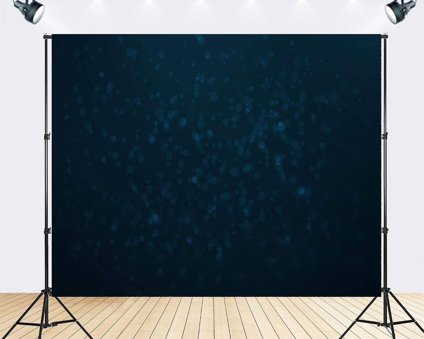 TryKid 9x6ft Dark Blue Bokeh Backdrop Deep Teal Sparkling Dots Mysterious Underwater Photography Background Ocean