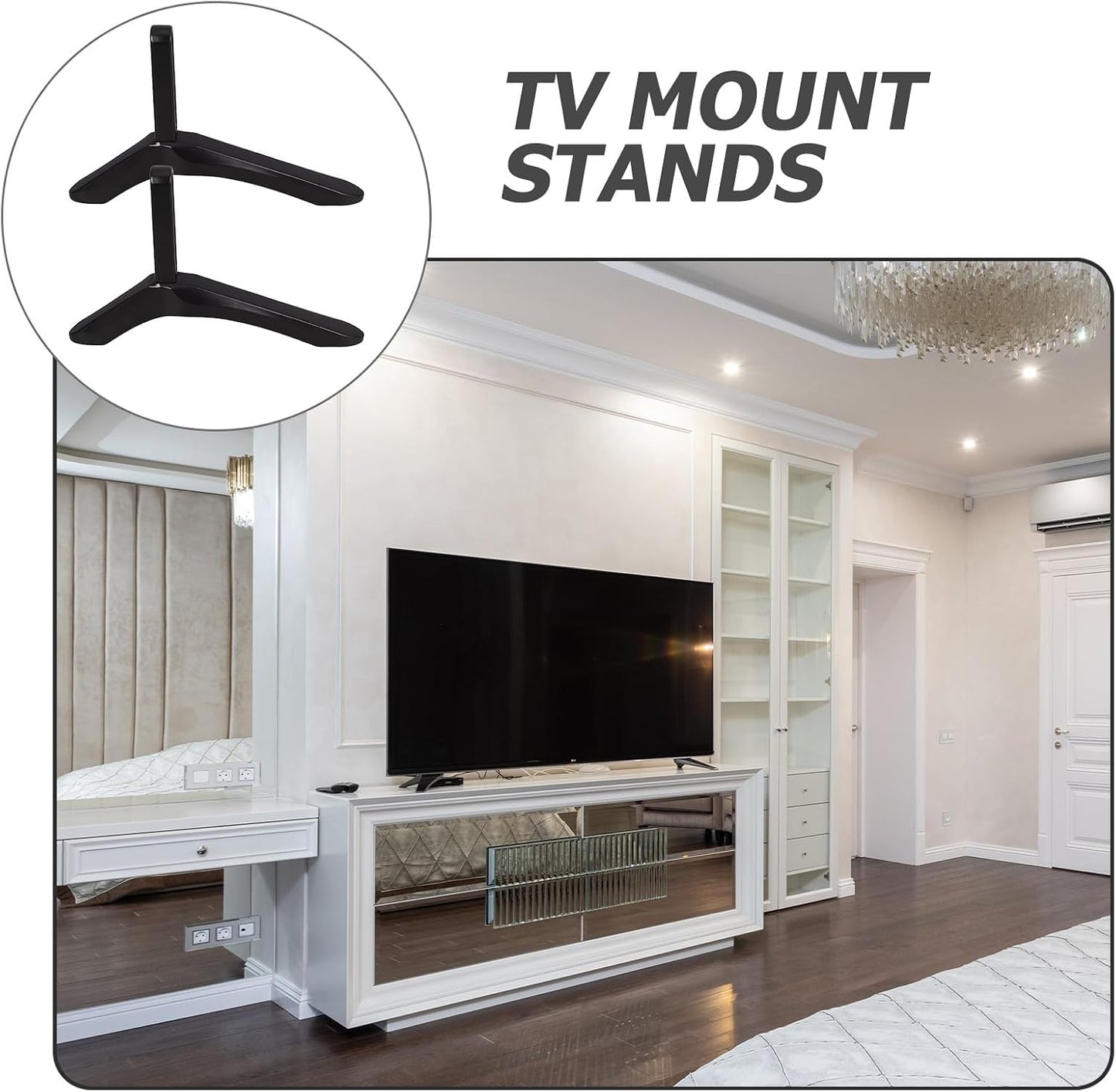 Uonlytech Tabletop TV Base Replacement TV Stand Bracket with Screws Universal Desktop Mount Support for Home and Office