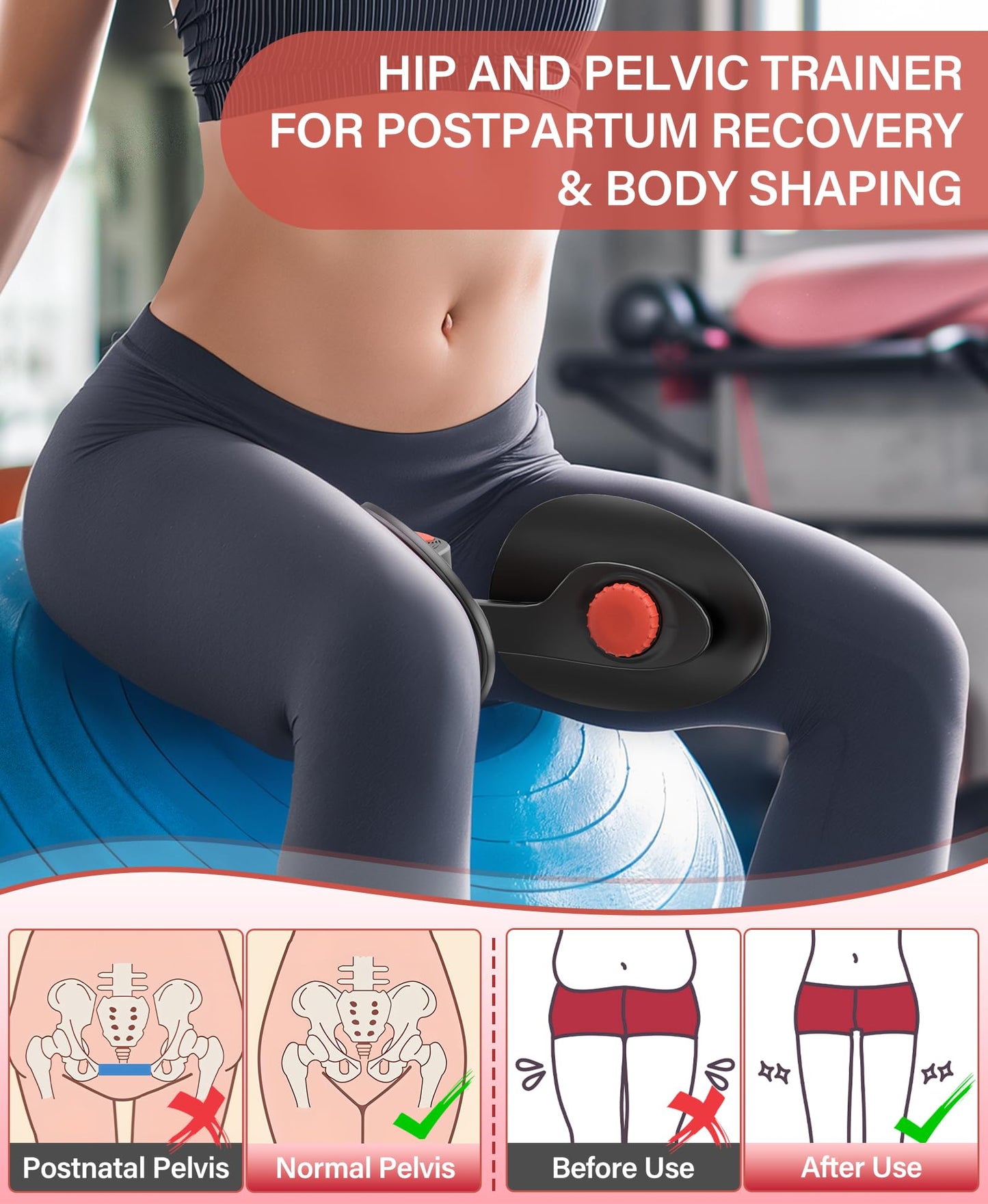 Kegel Exerciser, Pelvic Floor Muscle Exercise Devices for Women, Inner Thigh Exerciser Leg Workout Equipment Thigh Trainer for Male Hip Trimmer Inner Thigh Toner Workout