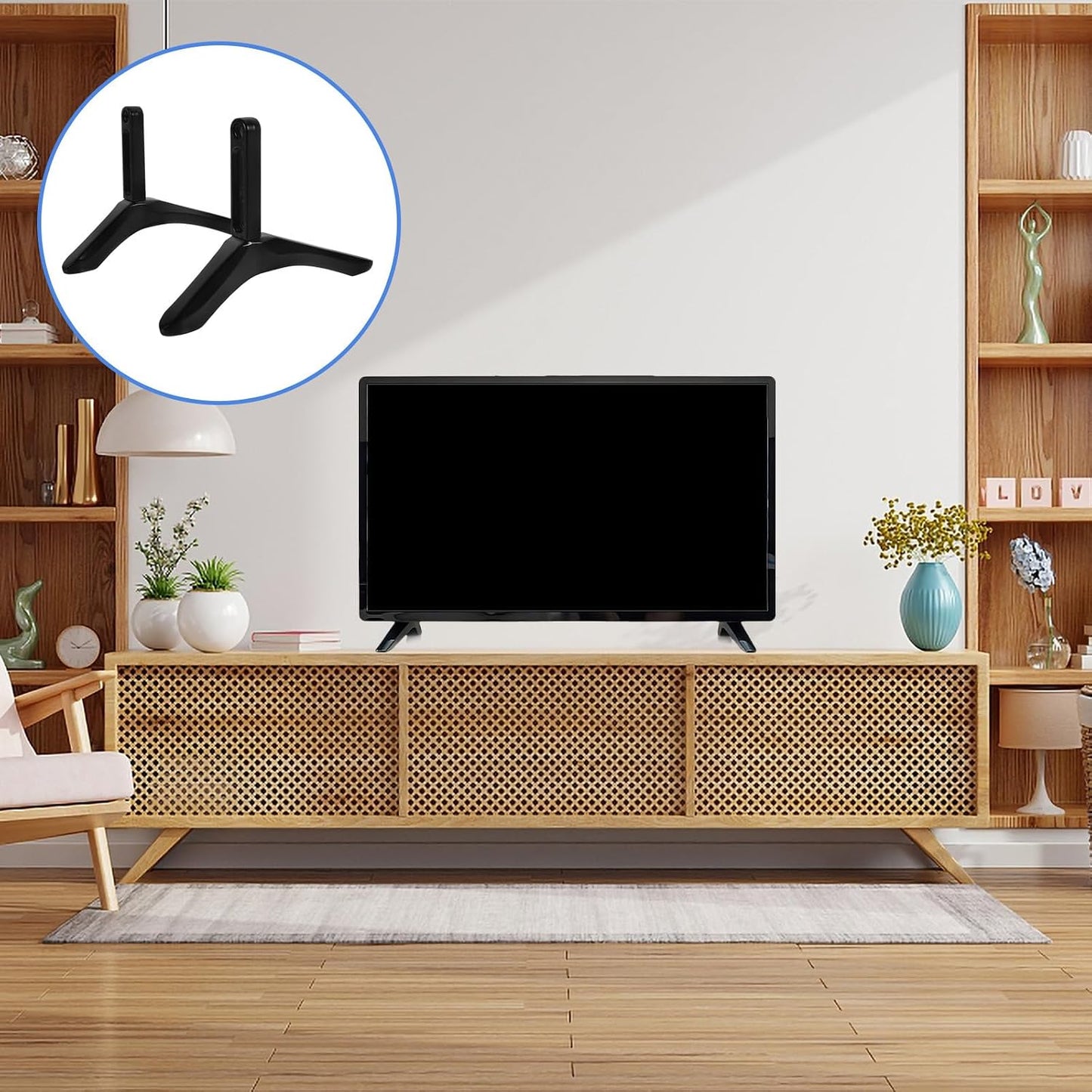 CONGARTENO TV Support Bracket with Screws Black TV Base Pedestal Stand Support for Household Entertainment Furniture