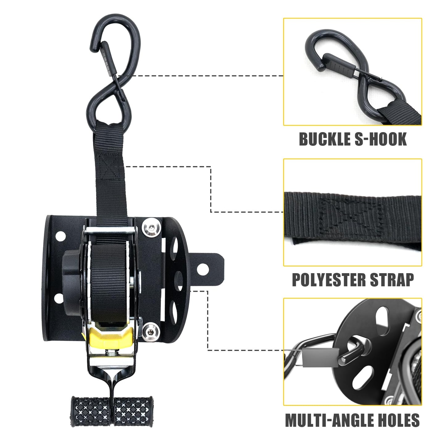 Maxzina Retractable Ratchet Straps Bundle with 2022-2025 2026 Ford Maverick Cargo Bars Truck Bed Rack Crossbars Divider Pickup Side Rail Bars Sliding T-Slot Crossbars for 2024 Maverick Accessories