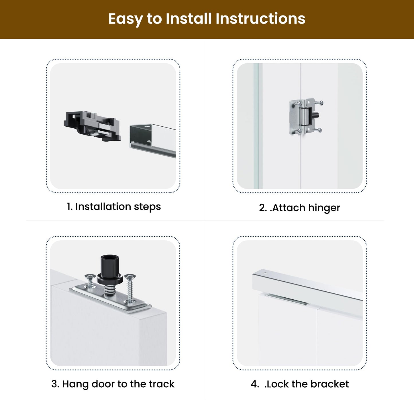 SMARTSTANDARD Bifold Door, for 60"x 80" Opening,Tempered Frosted Glass Closet Folding Barn Door with Hardware Kit, Water-Proof PVC Surface,Easy Install,White