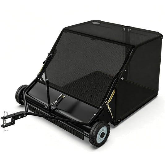 YITAMOTOR 50" Lawn Sweeper Tow Behind, Pull Behind Lawn Sweeper with Rotating Brush Drum and 25 cu. ft Large Capacity Collector for Leaves, Grass Clippings and Yard Debris