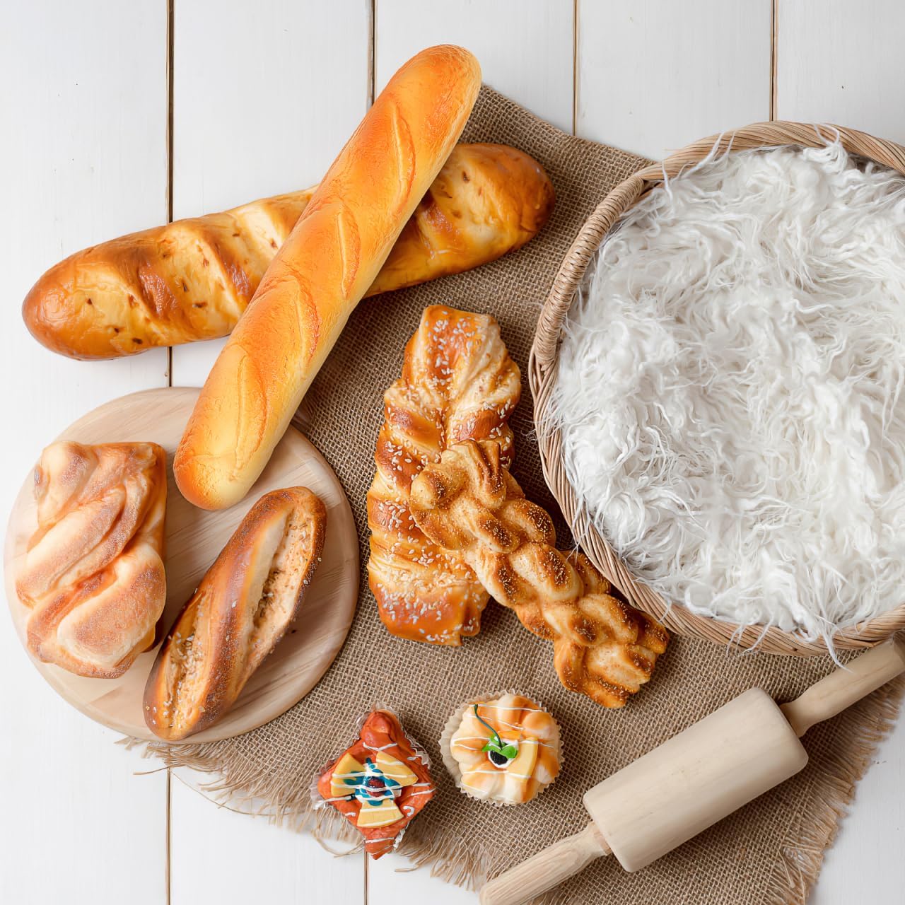 13.77 Inch Sosoport Pu Simulation Bread Model Fake Baguette Photo Prop Kitchen Decoration Bakery Display Teaching Tool