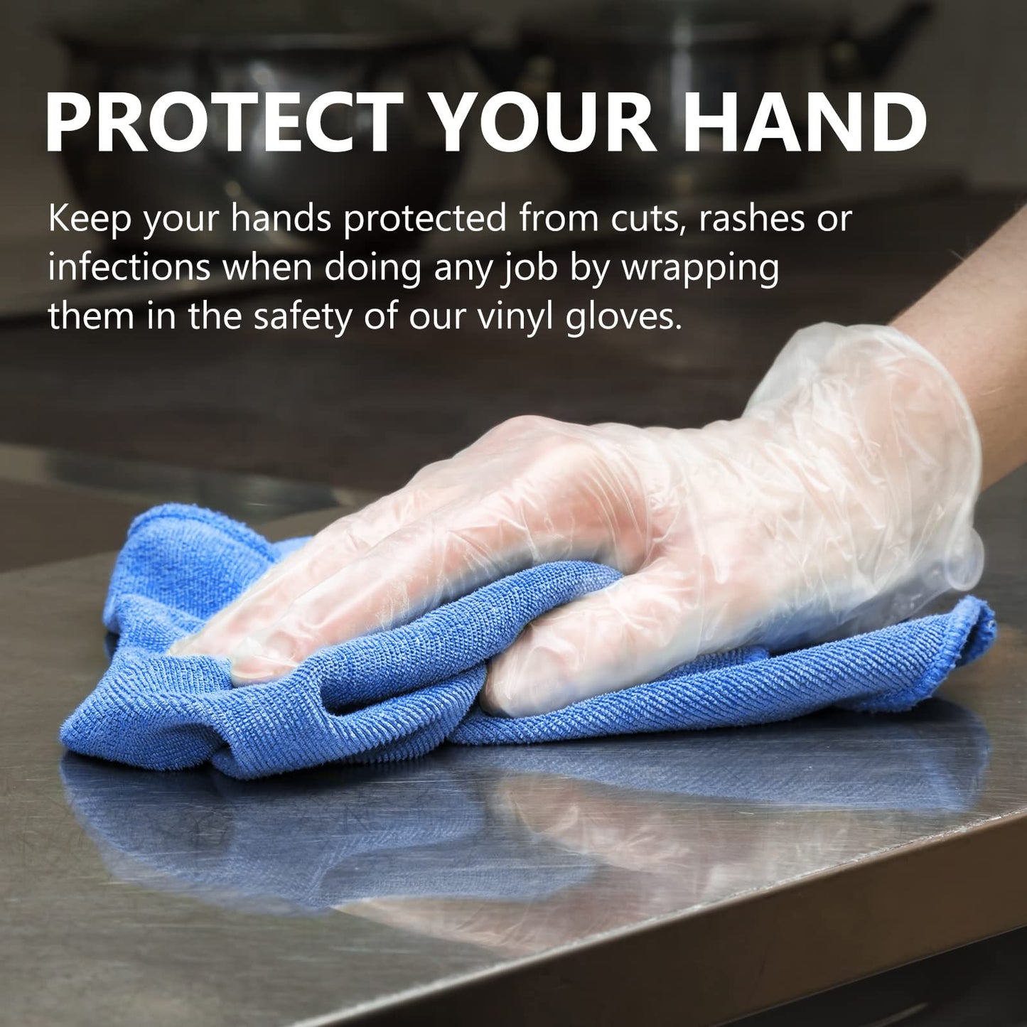 squish Disposable Gloves, 100 Count 4 mil Clear Vinyl Gloves Latex Free Powder-Free Health Glove Cleaning Rubber Glove for Kitchen Cooking Cleaning Food Handling, Medium