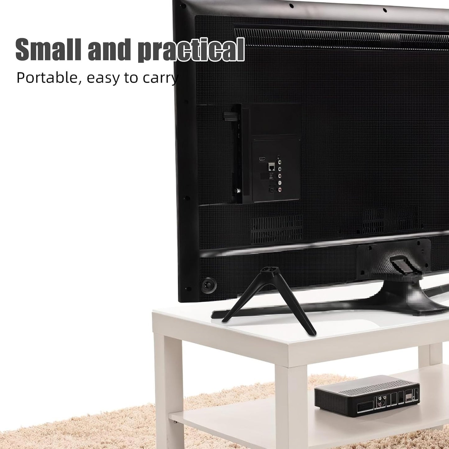 VILLCASE 15mm No-Drill Tv Stand Pedestal Support with Dual-Hole Plastic Feet, Television Mount Stand Bracket for Living