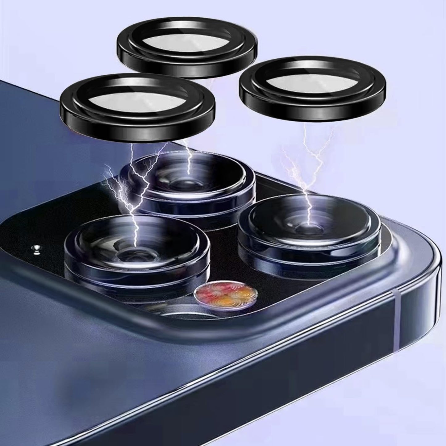 13 13 9H TENOC Camera Lens Protector for iPhone Pro & iPhone Pro Max, Tempered Glass Camera Screen Cover, Black Metal
