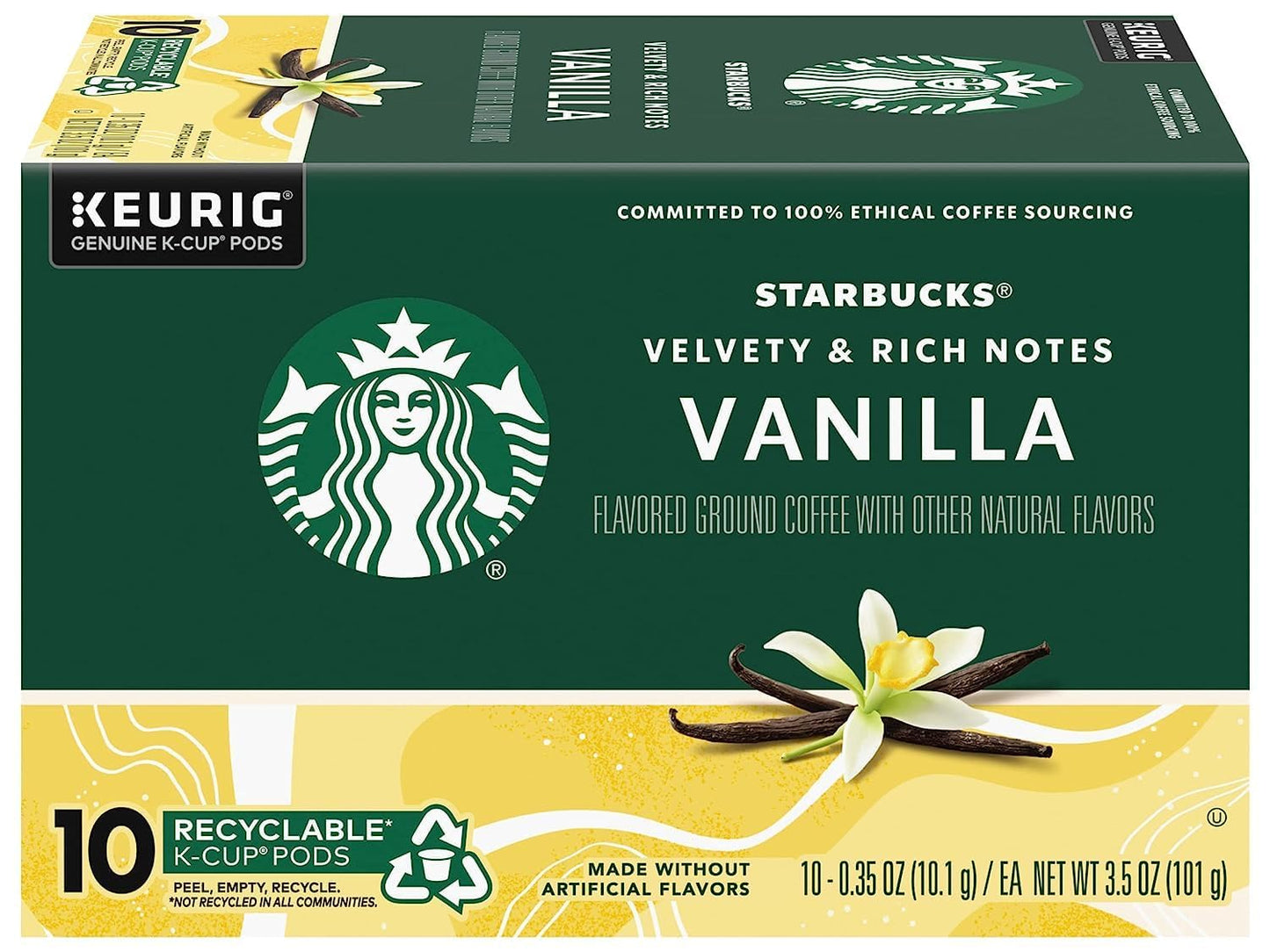 Starbucks Vanilla Flavored Coffee K-Cup Pods - Light Roast, 80 Count (8 Boxes) | Keurig Compatible
