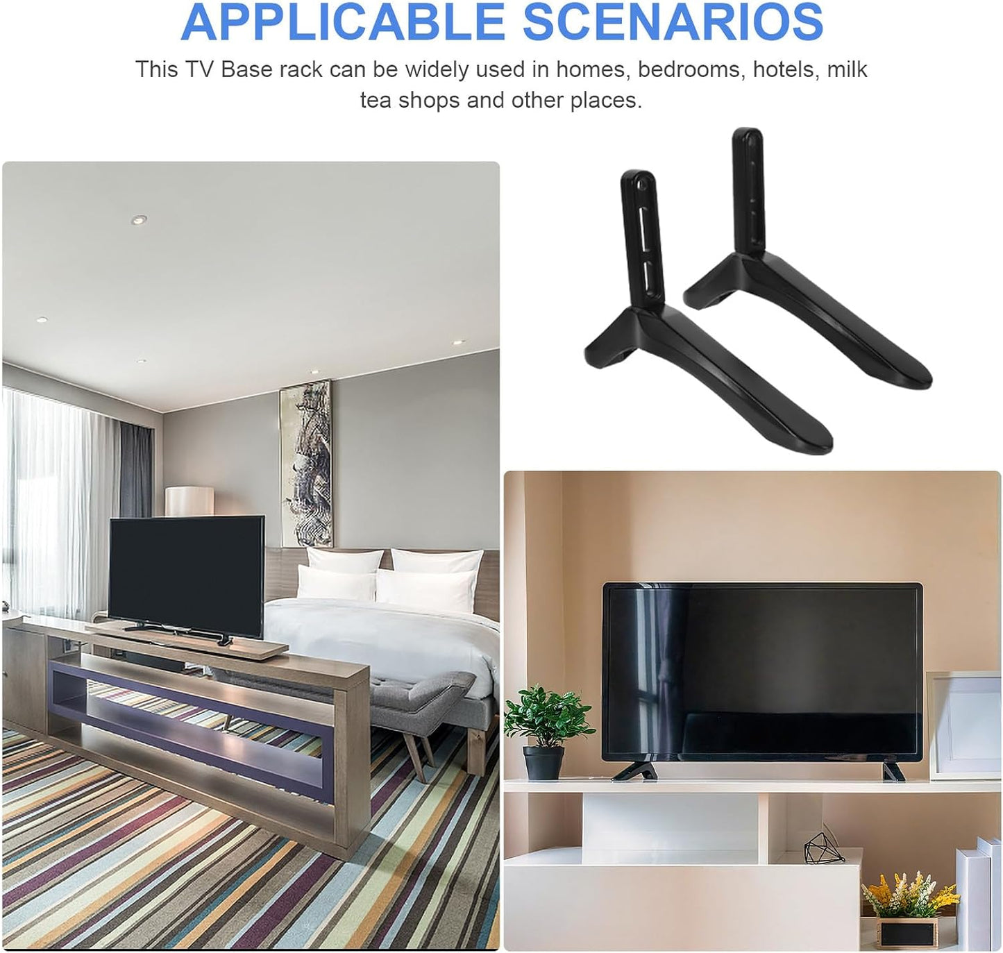 Luxshiny Tv Stand Base Pedestal with Screws Black Tv Holder Tabletop Support Compatible Replacement for Living Room