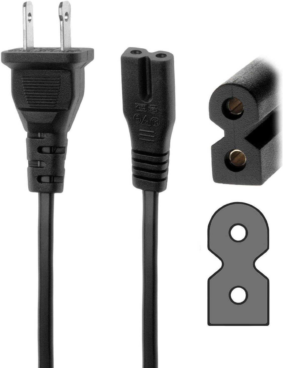 FitPow CFS-201 CFS-201L Cassette AC in Power Cord Outlet Socket Cable Plug for Sony AM/FM Stereo Radio Player Recorder