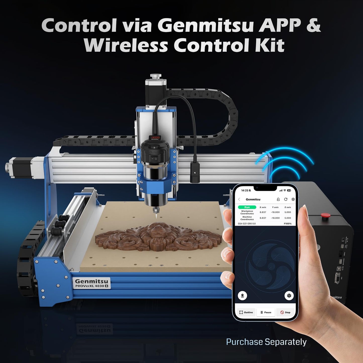 Genmitsu PROVerXL 4030S CNC Router Machine with 710W Spindle + 24” x 24” (600 x 600mm) XY-Axis Extension Kit + Aluminum & MDF Hybrid Spoilboard