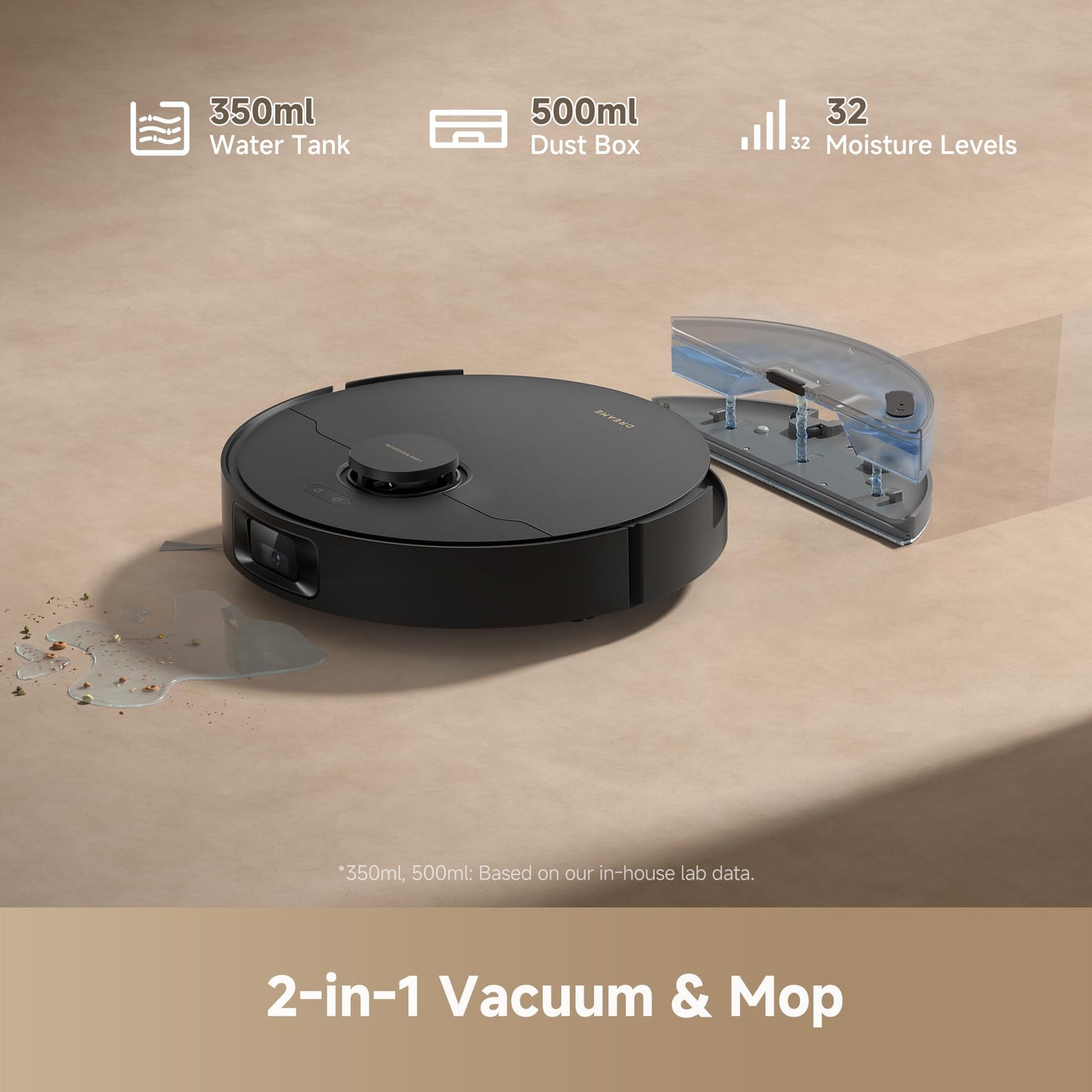 DREAME D20 Pro Plus Robot Vacuum, 13,000Pa Suction, DuoBrush for Pet Hair, Corner Cleaning, Self Emptying, LDS Navigation Laser Avoidance, Vacuum Mop, Hard Floors&Carpets (Black)