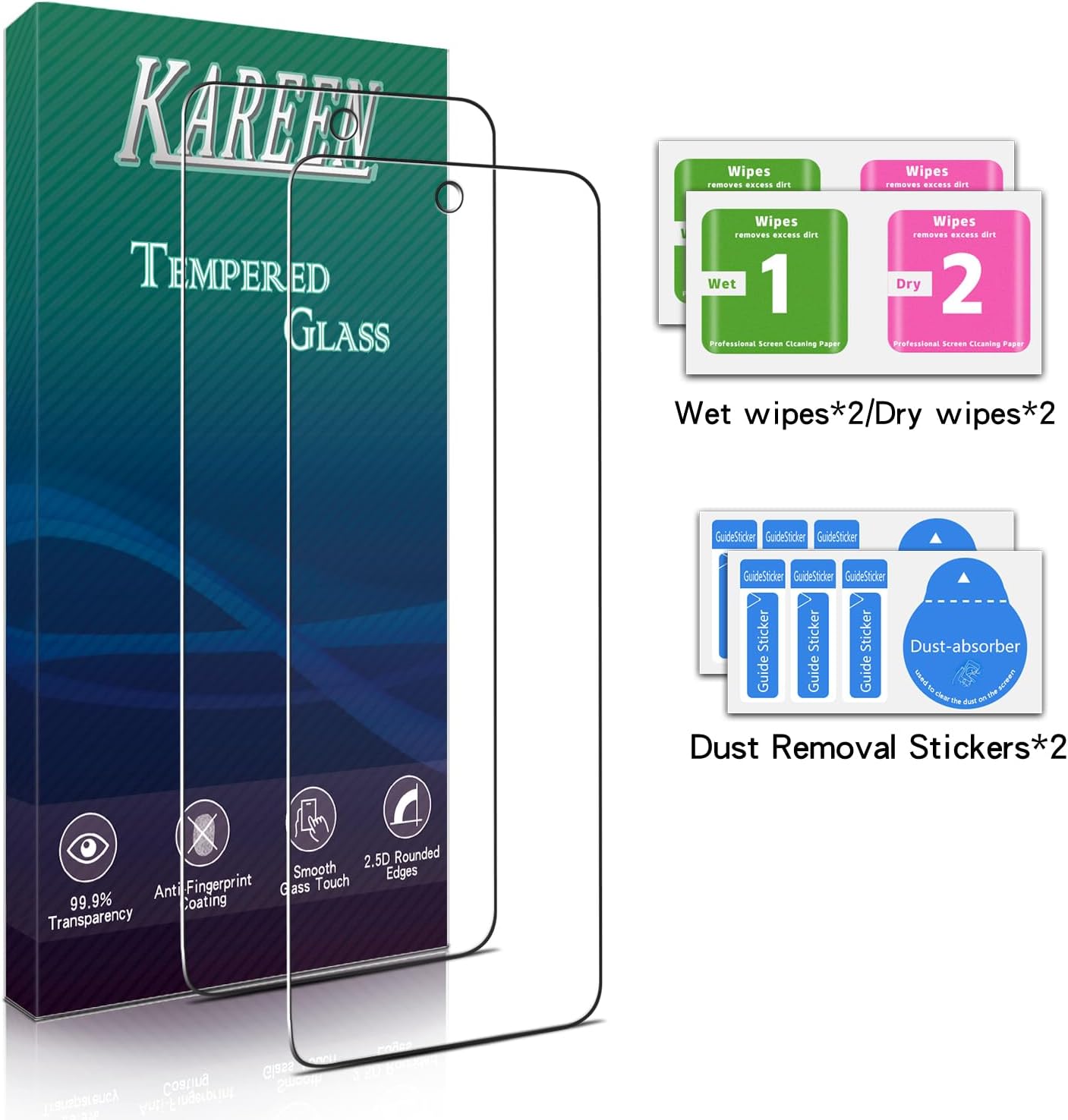 2 Pack 5G 2025 9H KAREEN Screen Protector for Motorola Moto G Tempered Glass Film, Hardness, Anti Scratch, Bubble Free