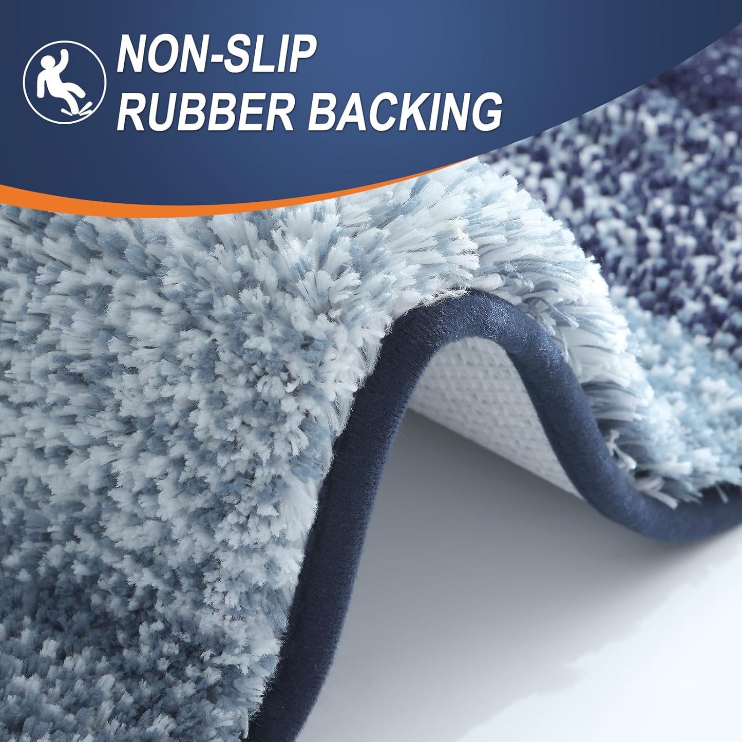 OLANLY Bathroom Runner Rug - Extra Soft Microfiber Mat with Rubber Backing | 59x24, Quick Dry, Airy Blue