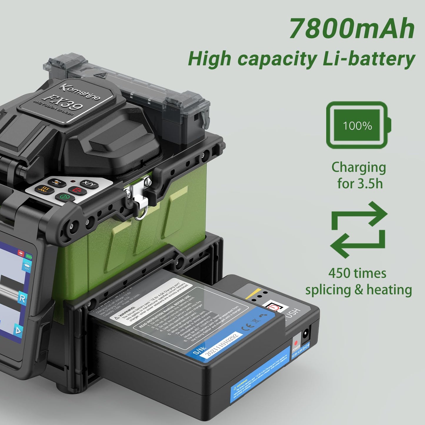 Six Motors Komshine FX39 Fiber Fusion Splicer with Power Meter, GPON OTDR QX50 1310/1550/1625nm Up to 32dB, Active Fiber OTDR Touch Screen