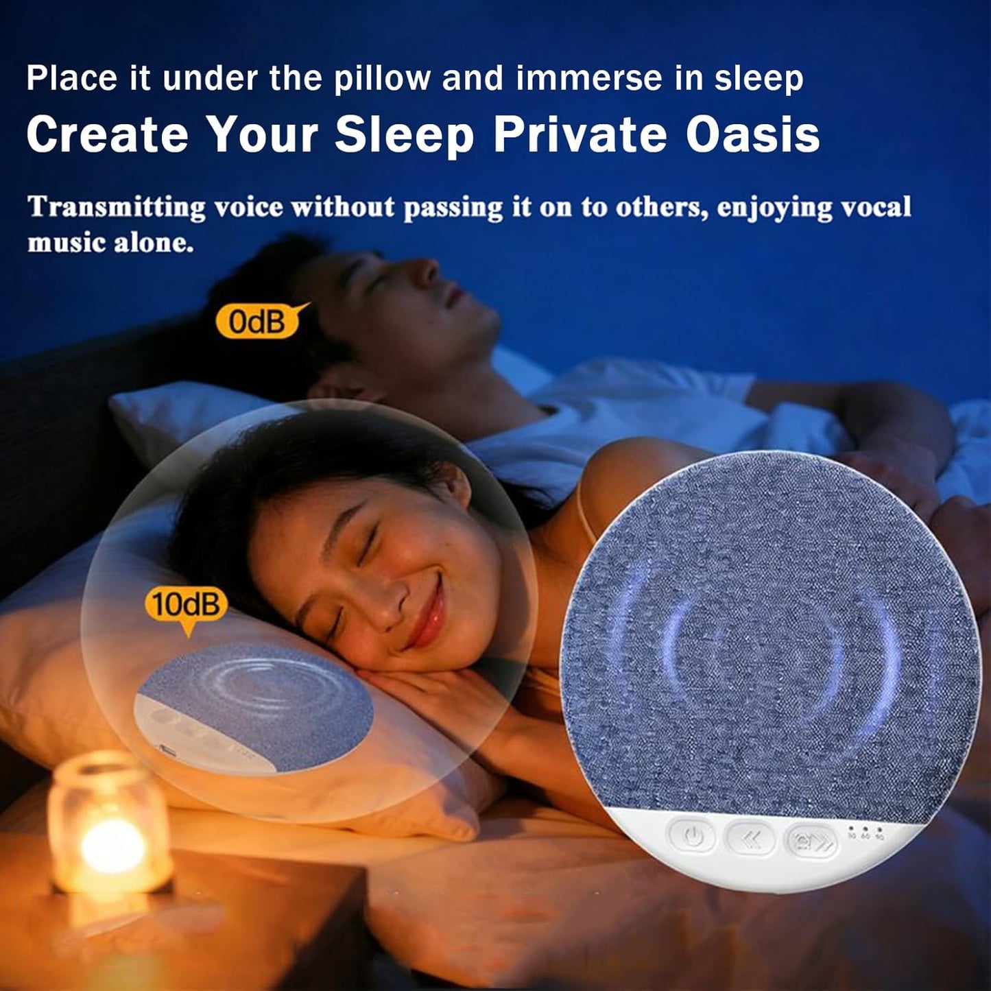 Generic Bluetooth Pillow Speaker for Sleeping, Mini Portable Under Pillow Speaker with White Noise Timer Wireless Sleep