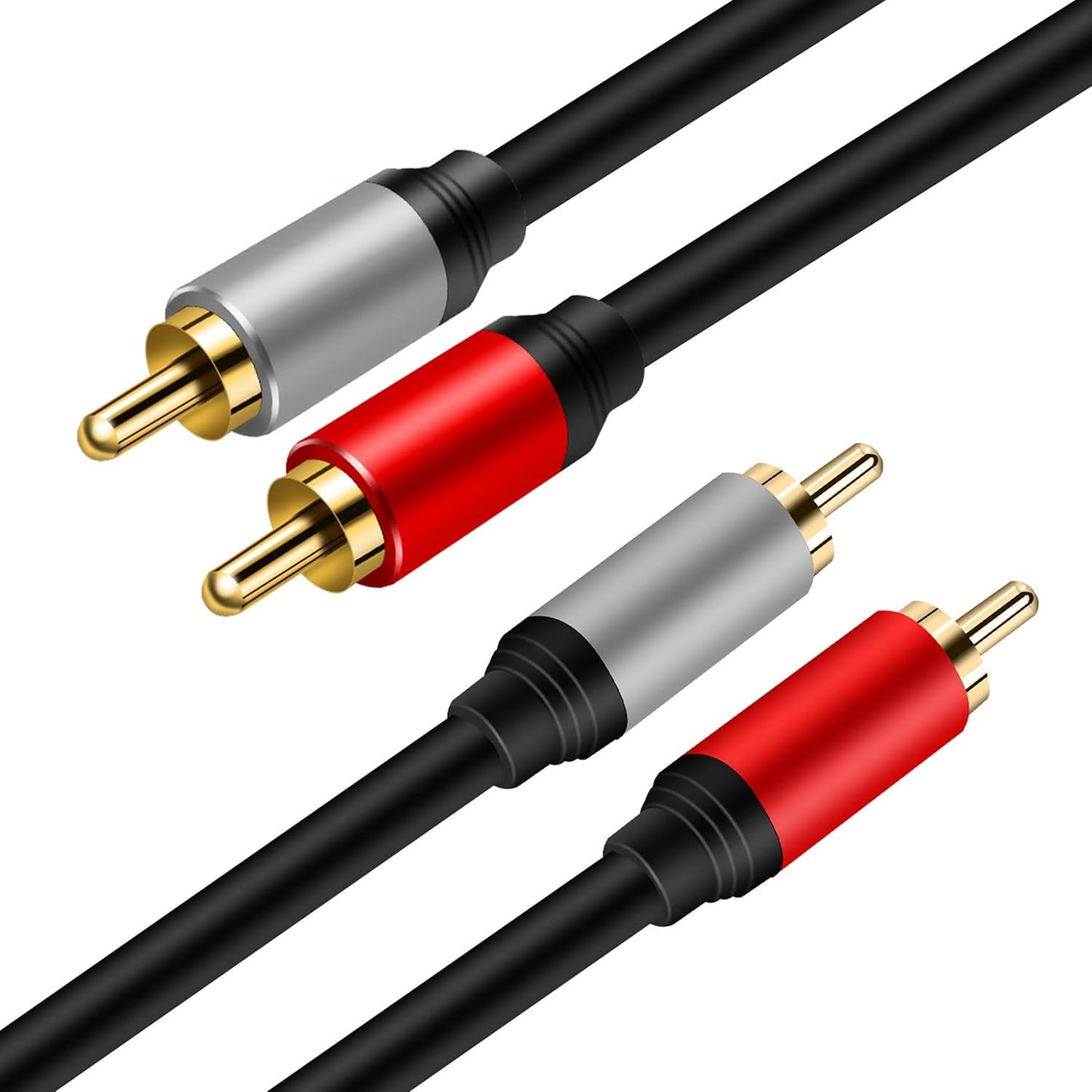 2RCA 2RCA 10ft, 2 2 (10Ft/3m) Tan QY to Cable Gold-Plated RCA Male to RCA Male Stereo Audio Cable for Home Theater
