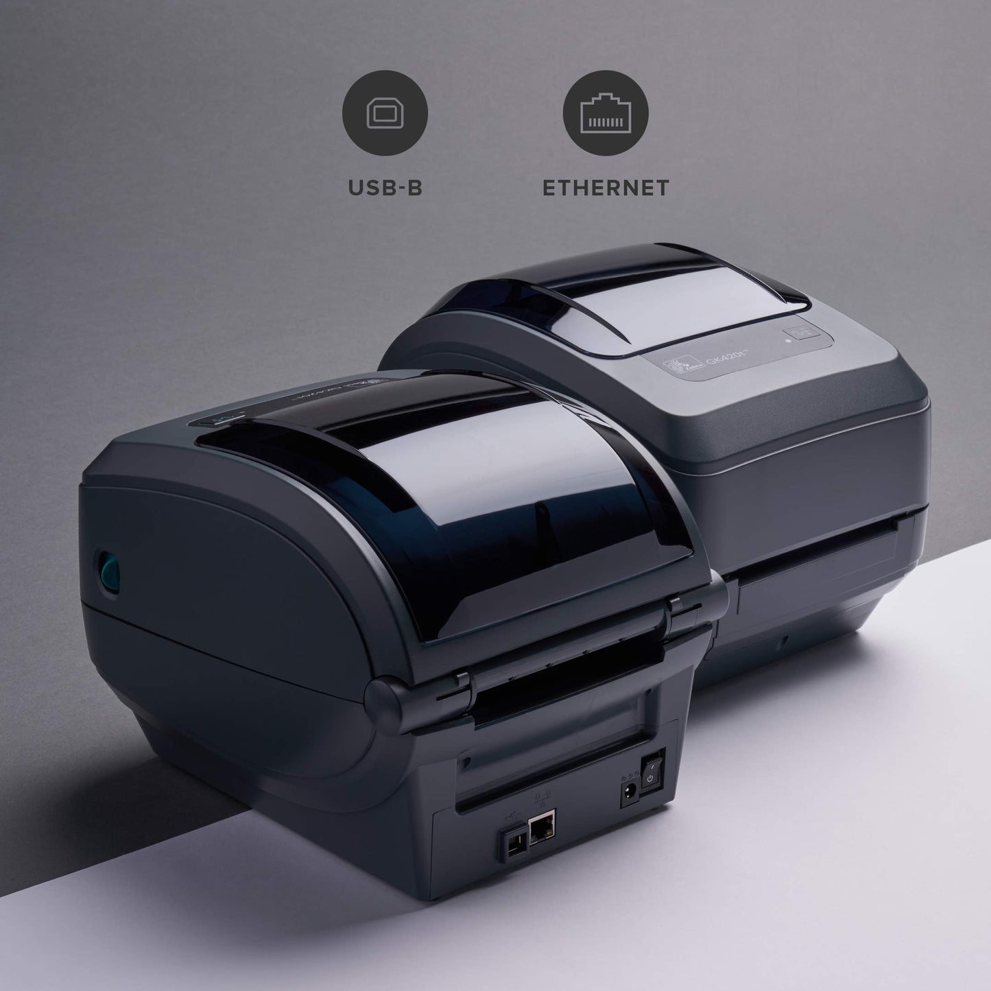 ZEBRA GK420t Thermal Transfer Monochrome Desktop Printer Print Width of 4 in USB and Ethernet Port Connectivity GK42-102210-000