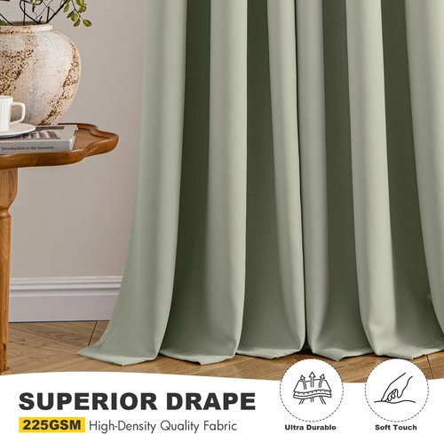 MIULEE Sage Green Blackout Curtains - Thermal Insulated Room Darkening Drapes | 90-Inch Long, 2 Panels