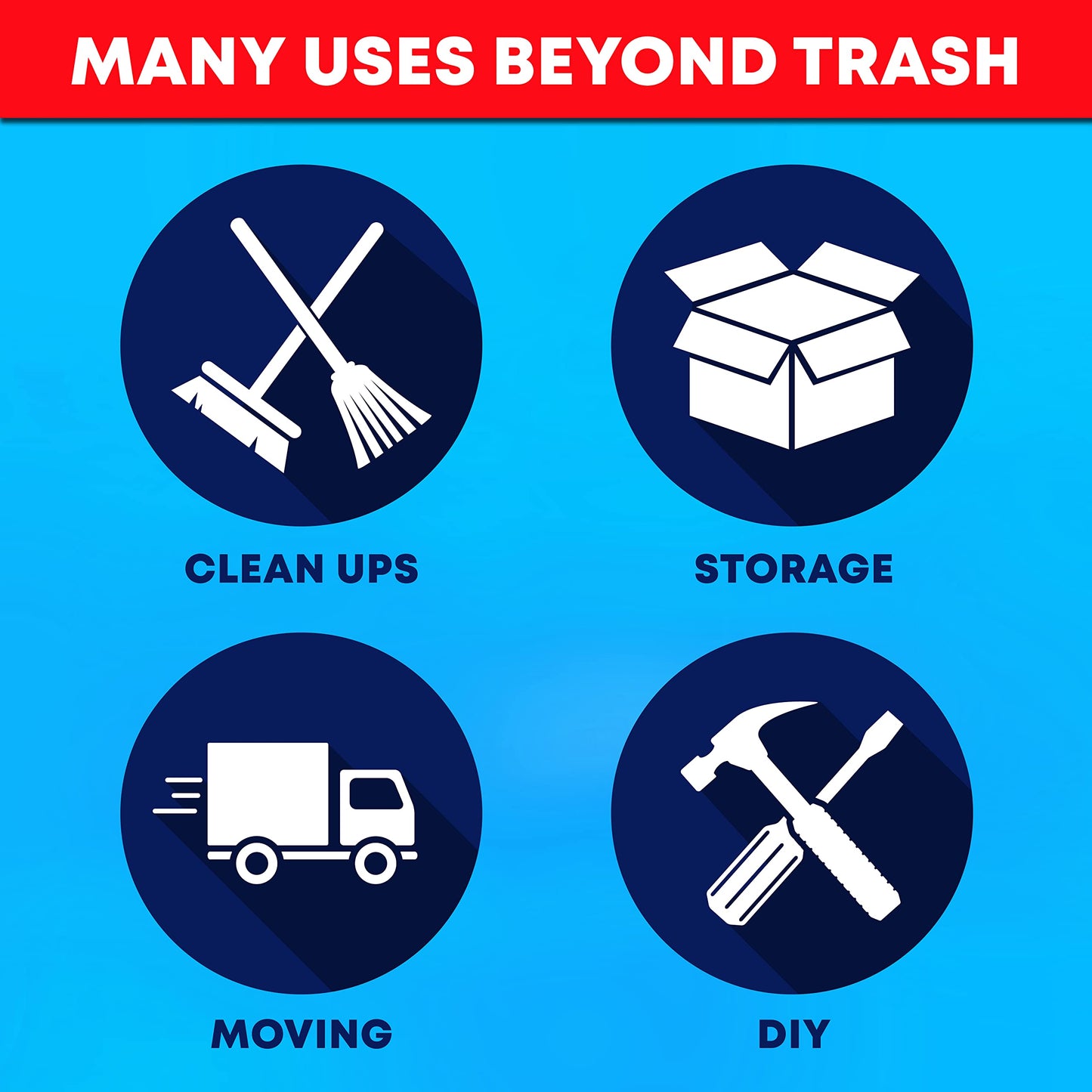 Tasker 55-60 Gallon Trash Bags Heavy Duty, (Value Pack 100 Bags w/Ties) Large Black Outdoor Trash Bags, Extra Large Trash Can Liners, 60 Gal, 55 Gal, 50 Gallon Trash Can Liner Capacity