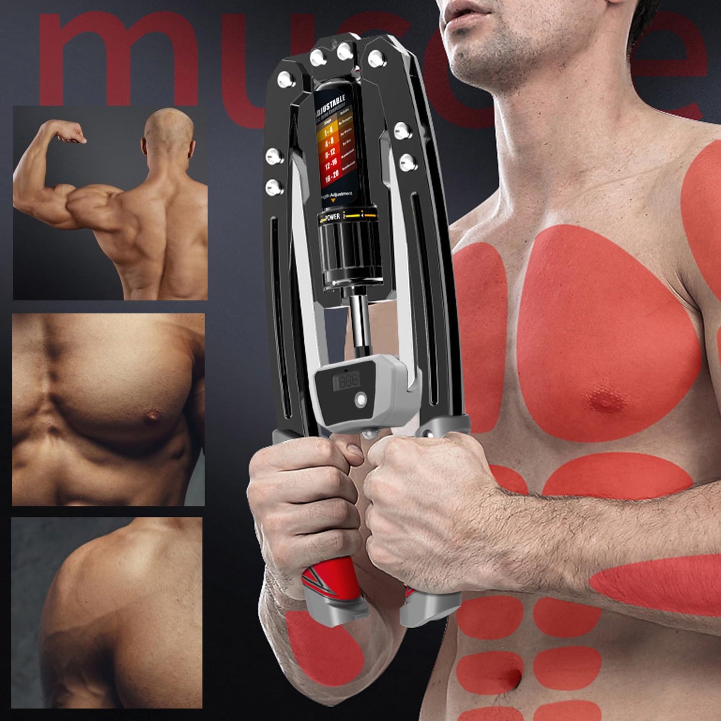 EAST MOUNT Twister Arm Exerciser with Counter Display-Adjustable 22-440lbs Hydraulic Power, Home Chest Expander, Shoulder Muscle Training Fitness Equipment, Arm Exercise Strengthener