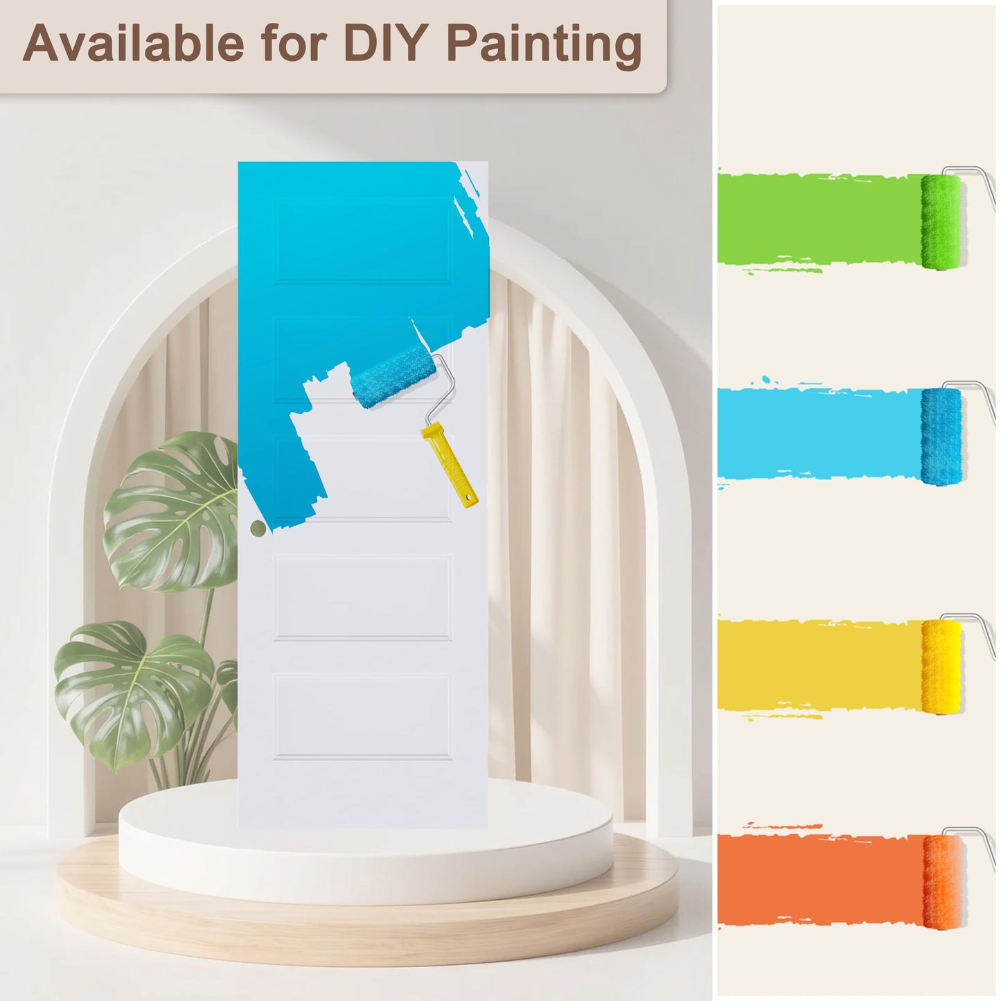 JUBEST 32"x80" Left-Hand Prehung Interior Door with Knock Down Jamb Kit & Matte Black Hinges, 5-Panel White Primed Hollow Core Molded Door Slab with Bore & Hinge Cutout, Durable & Sturdy, No Handle