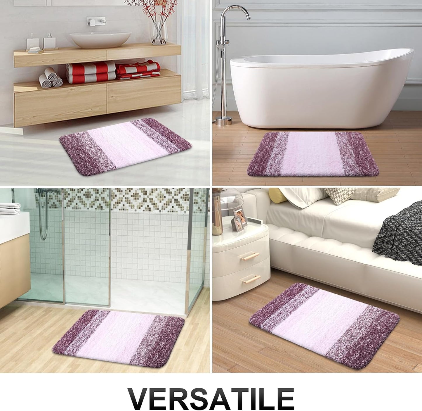 OLANLY Large Bath Rugs Mat - Extra Soft Microfiber, Quick Dry & Machine Washable | 40x24, Mauve