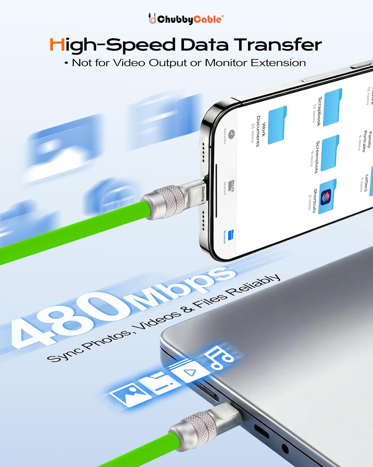 2.0 120W 17-15 3.3FT chubbycable Chubby USB C Fast Charging Cable Silicone Soft Durable USB C Cable Extra Thick Charger