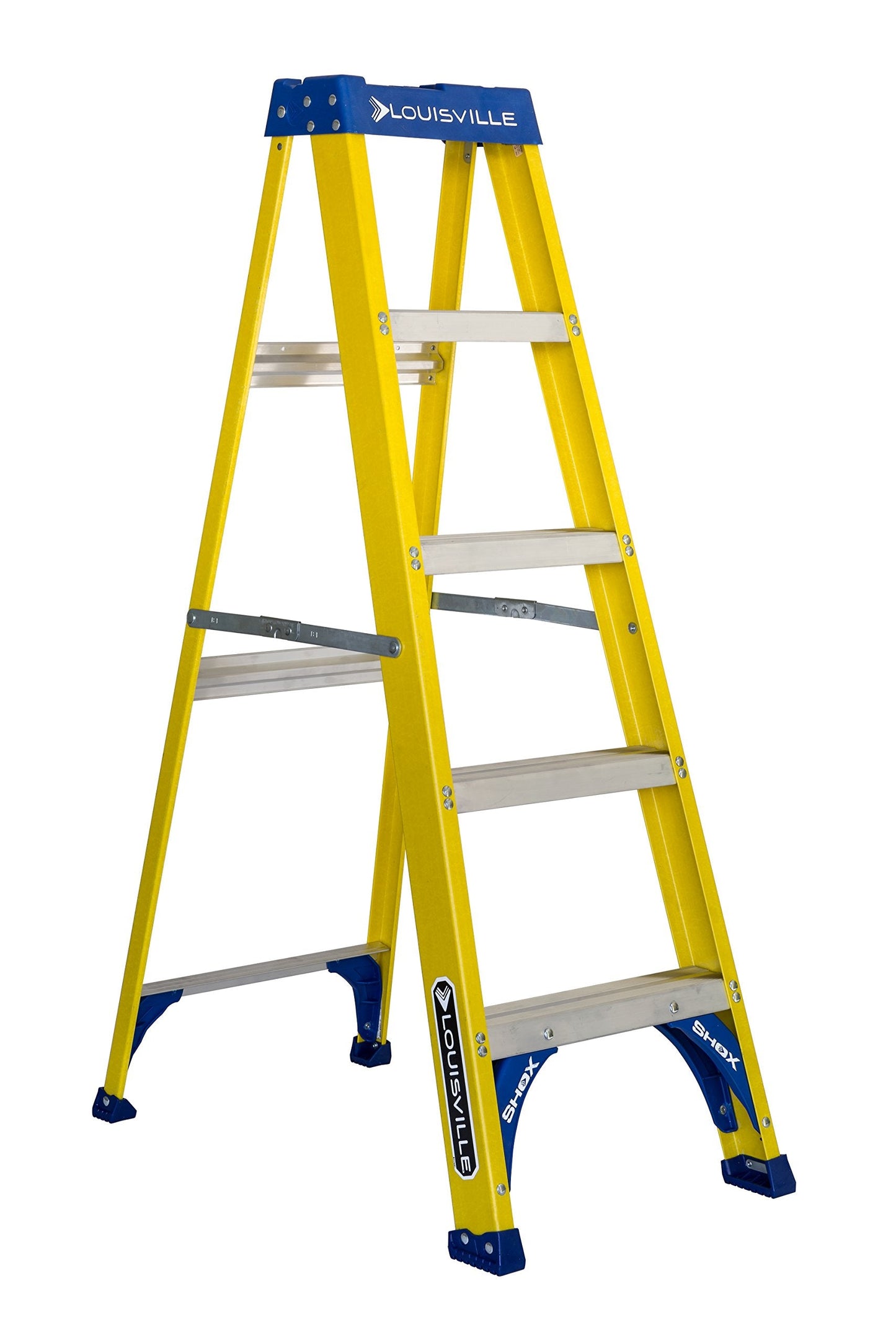 Louisville Ladder FS2005 Fiberglass Step Ladder, 5-Feet/250lb, Yellow & L-3016-04 Step Stepladder, 4-Feet
