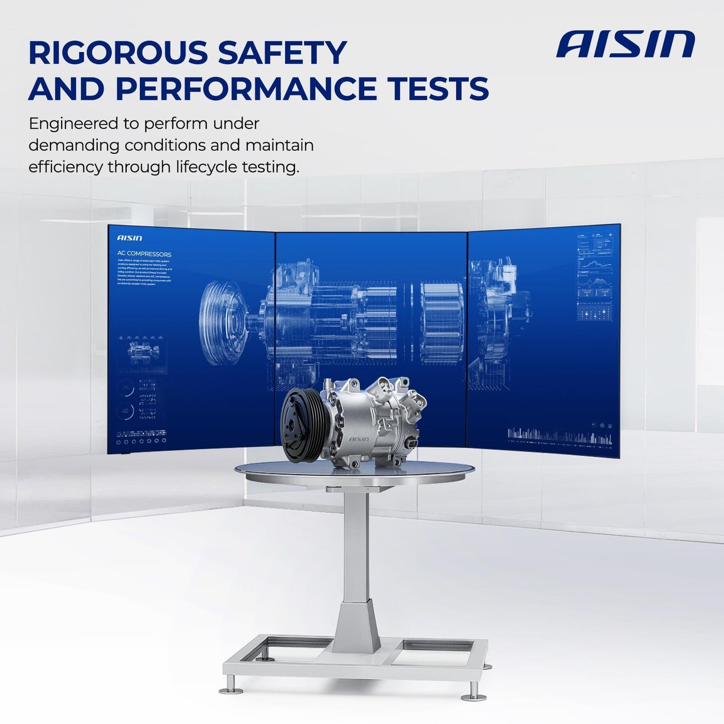 AISIN AFTERMARKET ACCN-00823 Air Conditioner AC Compressor - Compatible with INFINITI Q50 2014-2021 3.0L 3.7L, Q60 2017-2020 3.0L - with 7-Pulley Groove, with Clutch