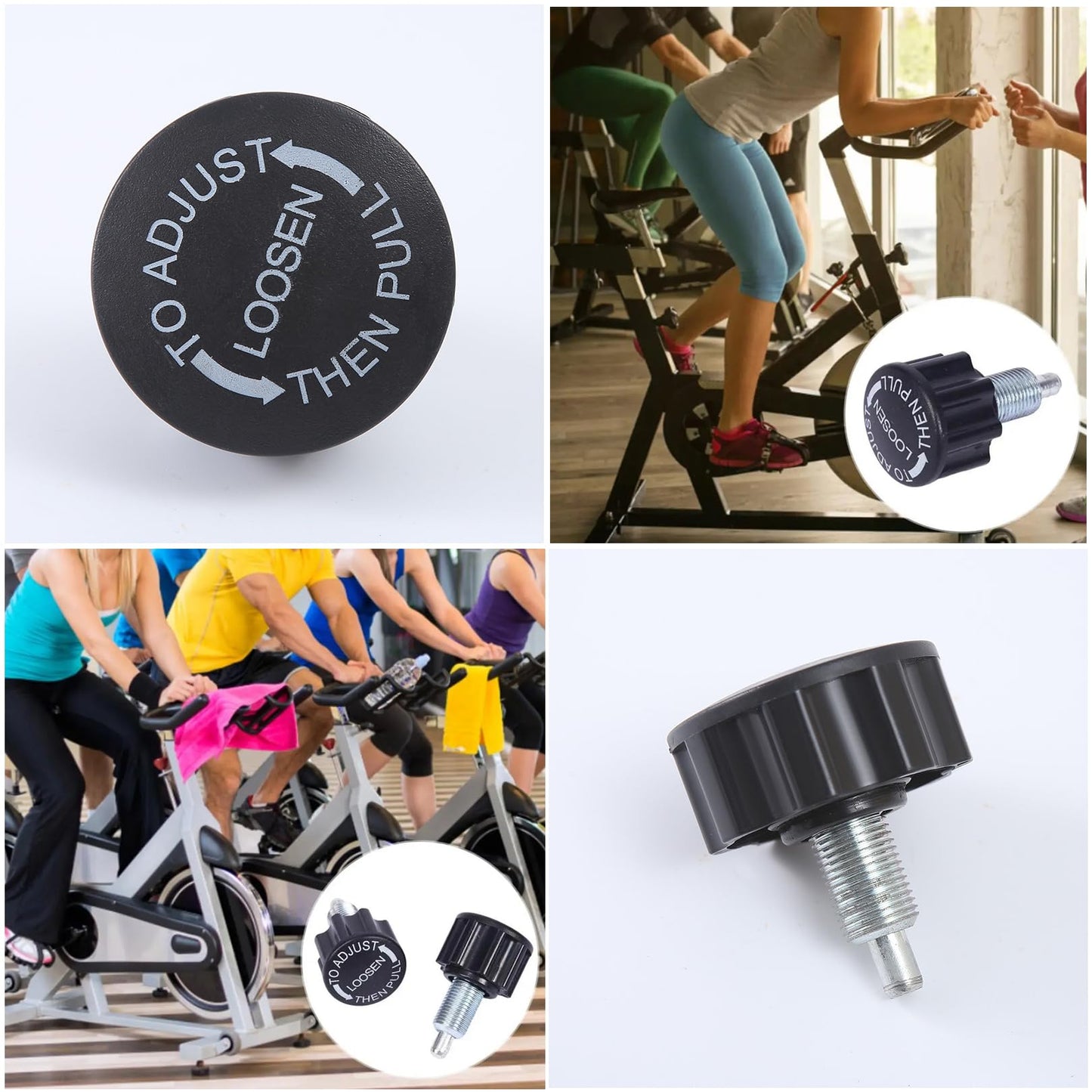SquEqu 2 Pack Exercise Bike Pull Pin Spring Knob Replacement Universal M16 Pop Screw Height Adjust Locking Grip for Statioanry Cycling Bicyle Fitness Equipment Machines Weight Bench Bikes