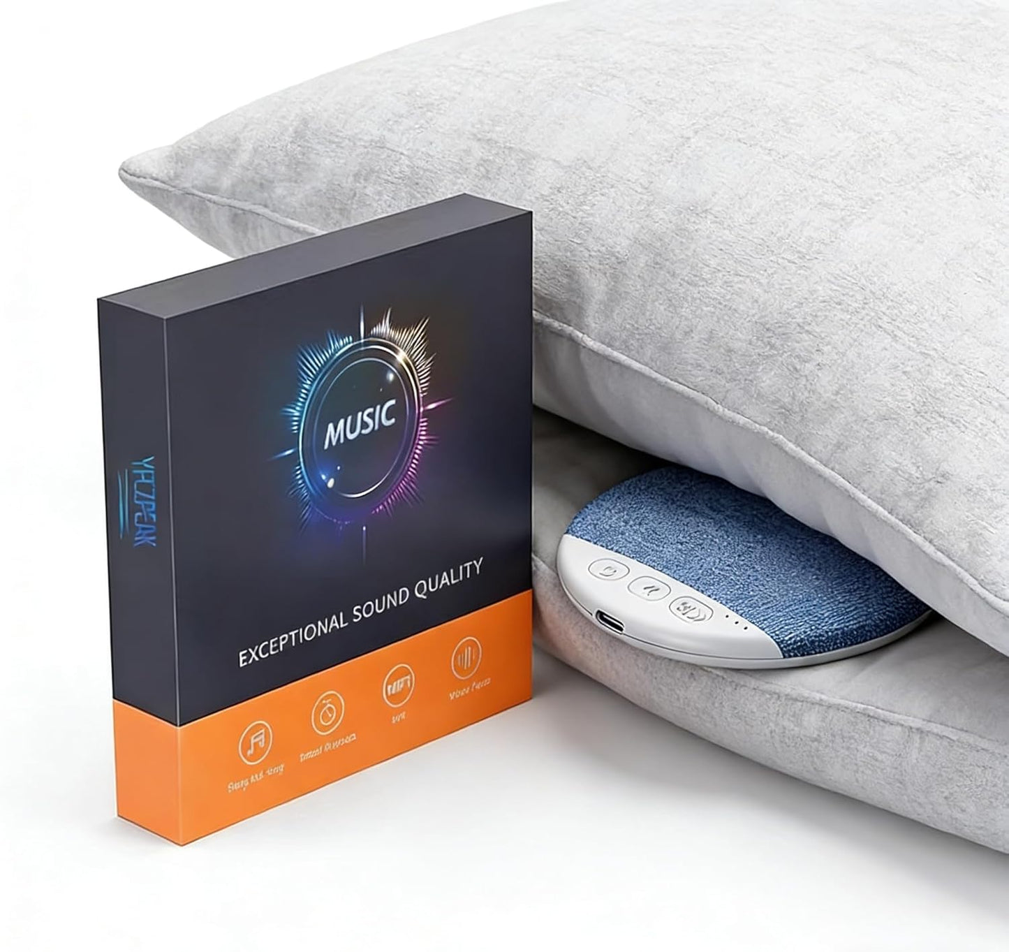 2026 48H New Bluetooth Pillow Speaker Pro for Sleeping, Under Pillow Speaker with Sleep Timer & White Noise, Thin