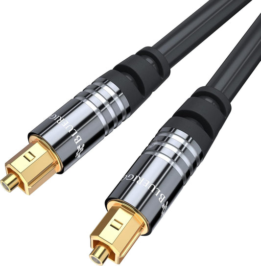(35FT, 24K PS4 BlueRigger Digital Optical Audio Toslink Cable Fiber Optic, Aluminum Shell, Gold-Plated) - Compatible