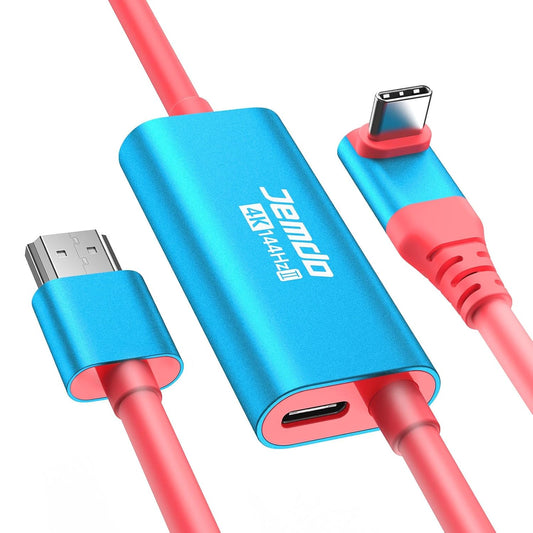JEMDO 2 Station,4K@144Hz 48Gbps 2.1 6.6 ft,100W 2 V21.0.0) /2017/OLED Switch Right Angle HDMI Cable Dock USB C to HDMI