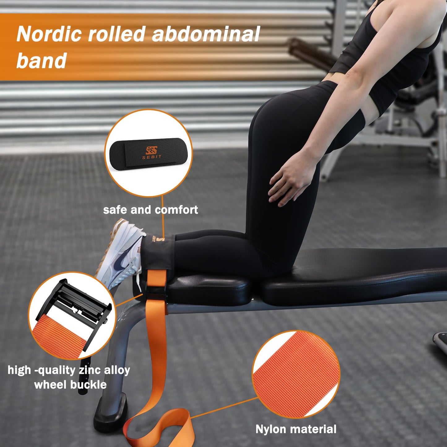 SEBIT Hamstring Curl Strap,59 inches Adjustable Squat Strap Foot Dumbbell Strap,Exercise Strap Assisted Leg Curl Strap Leg Tibialis Raises Workout for Outdoor(Light Pinkish Orange)