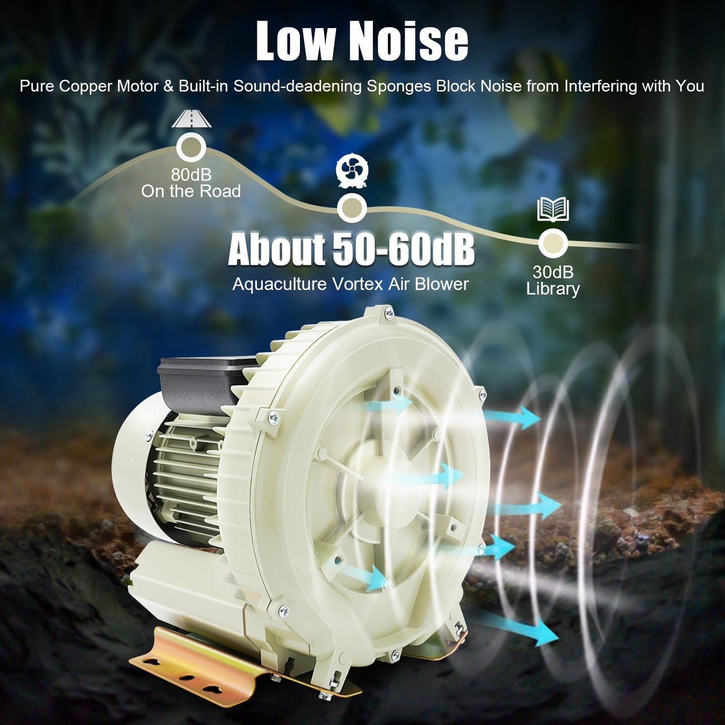 Dfmyhked 370W Aquaculture Vortex Air Blower Pump, 110V 12KPa High Pressure Oxygen Aerator, for Fish Tank Pond Aquarium 60m³/h Commercial Air Pump Blower Dusting